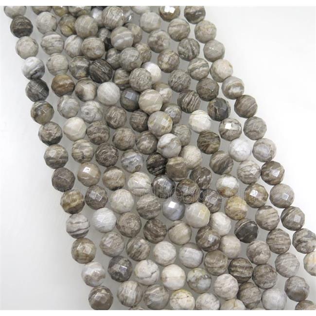 natural Silver Leaf Jasper beads, faceted round