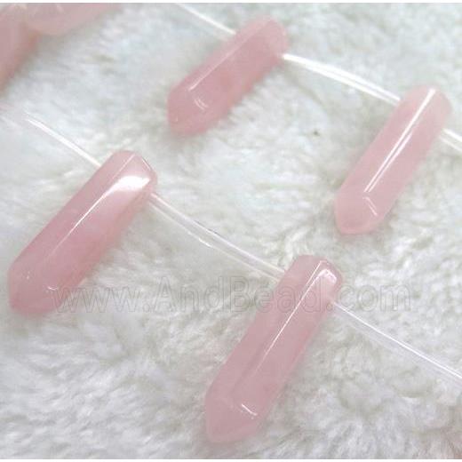 rose quartz beads, bullet shape