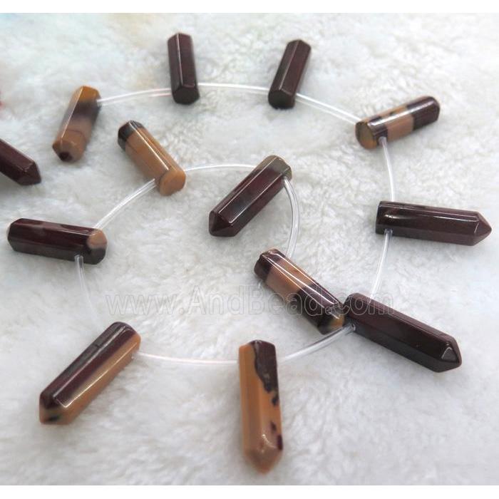 mookaite beads, bullet shape