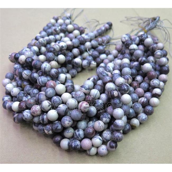 Purple line Jasper beads, round