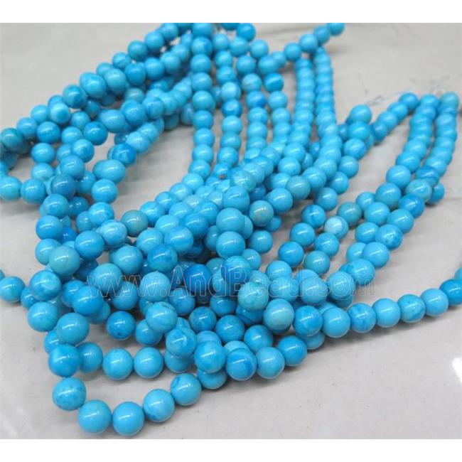 Larimar beads, round, stability, blue