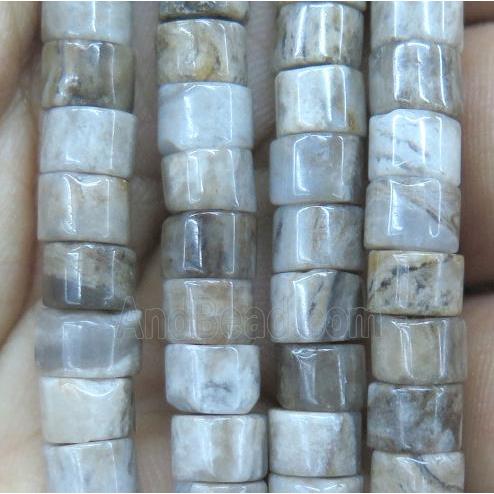 silver leaf stone bead, heishi