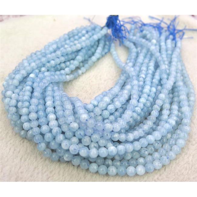 natural Aquamarine beads, round