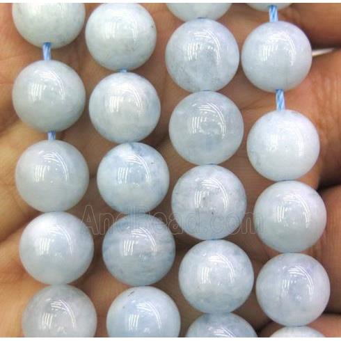 natural Aquamarine beads, round, AB-Grade, blue