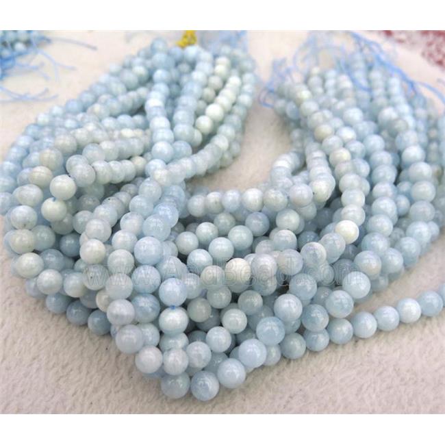 natural Aquamarine beads, round, AB-Grade, blue