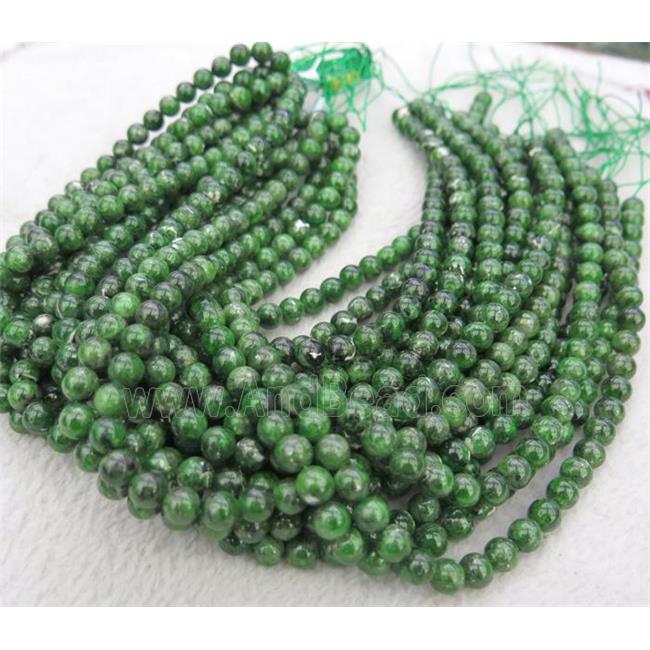 natural Diopside Beads, green, round