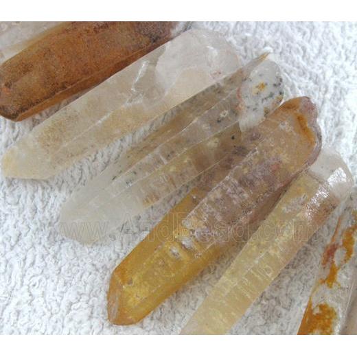 citrine stick beads, yellow, freeform