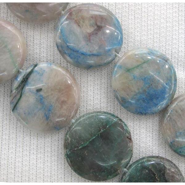 Azurite beads, flat-round