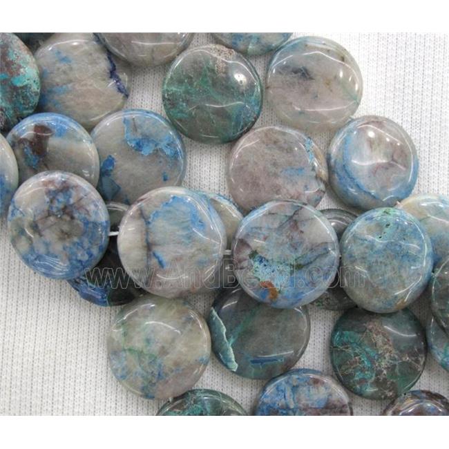 Azurite beads, flat-round