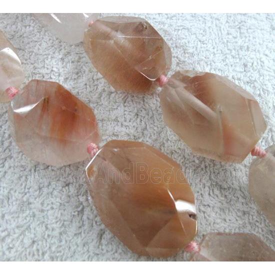 rutilated quartz for necklace, freeform nugget, faceted