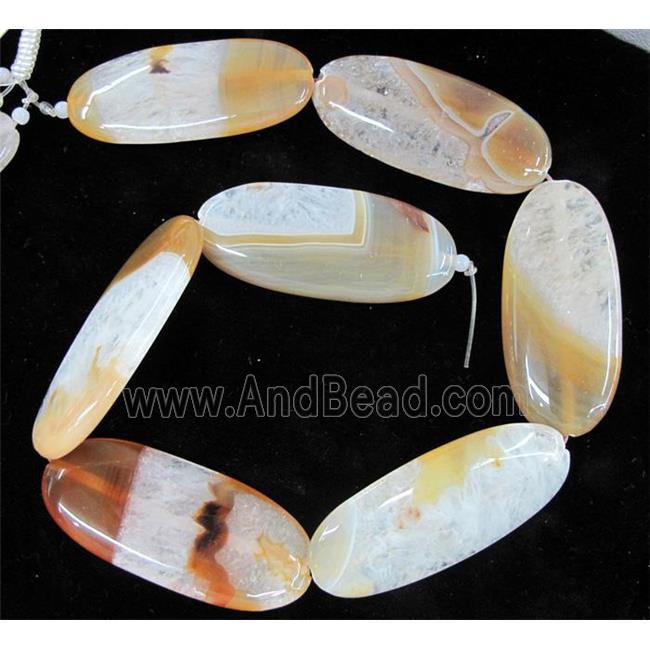 druzy agate stone bead, flat oval