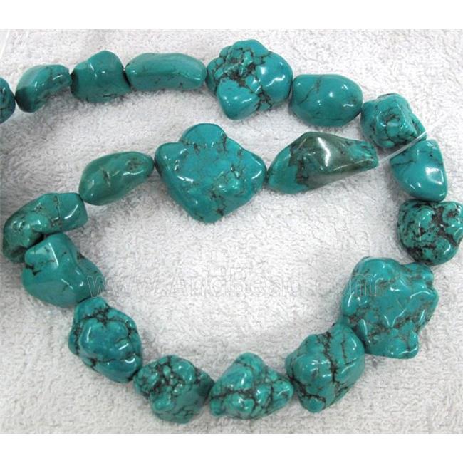 Turquoise bead, freeform nugget, blue