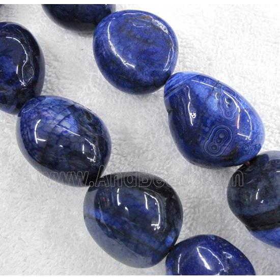 veins agate beads, freeform, royal blue