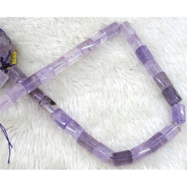 amethyst beads, light-purple, faceted tube