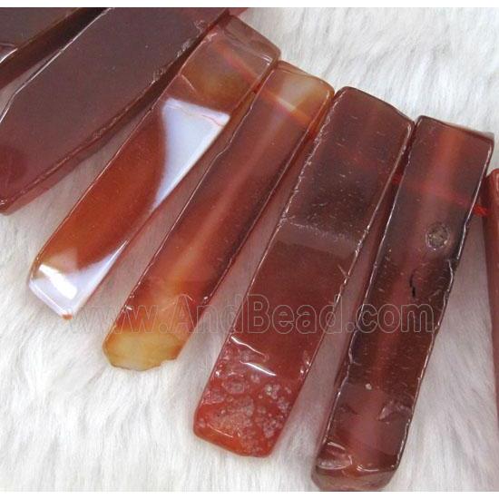 red agate collar beads, stick, top drilled