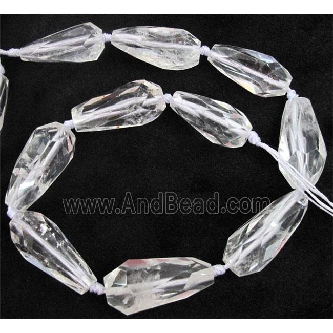 clear quartz beads, faceted teardrop