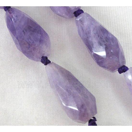 purple amethyst beads, faceted teardrop