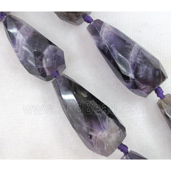 amethyst beads, purple, faceted teardrop