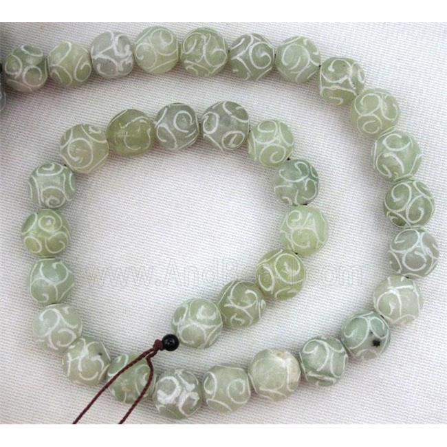 round Agalmatolite Beads, green