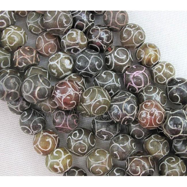 round Agalmatolite Beads