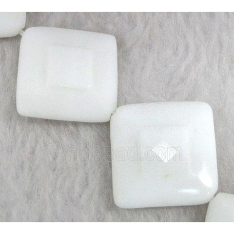 porcelain beads, corner-drilled square, faceted