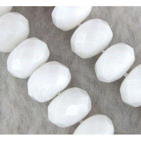 white porcelain beads, faceted rondelle