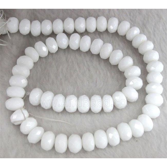 white porcelain beads, faceted rondelle