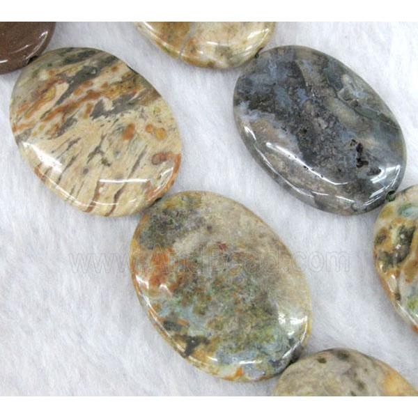 Ocean Agate beads, flat oval