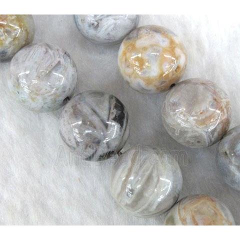 gray Bamboo Agate beads, round