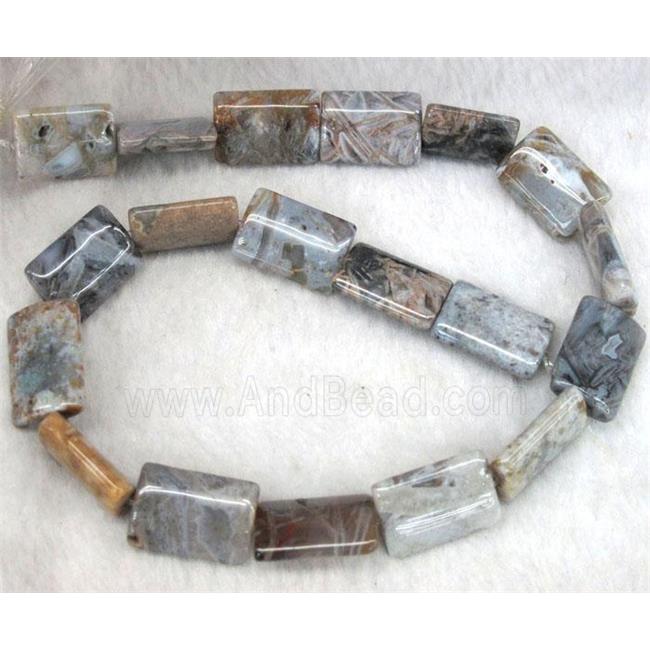 gray Bamboo Agate beads, rectangle