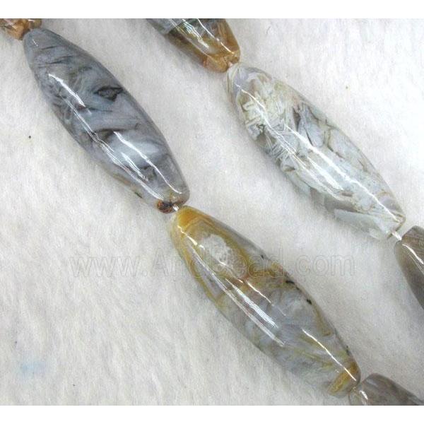 gray Bamboo Agate beads, rice-shaped