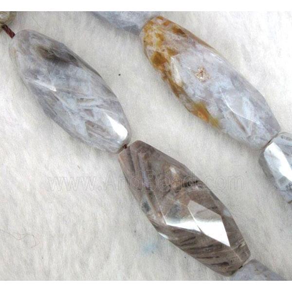 gray Bamboo Agate beads, faceted rice