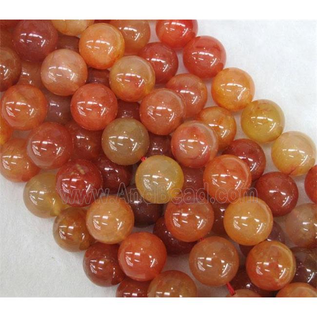 round carnelian beads, red