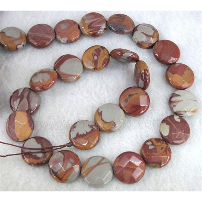 natural Noreena jasper beads, faceted flat round