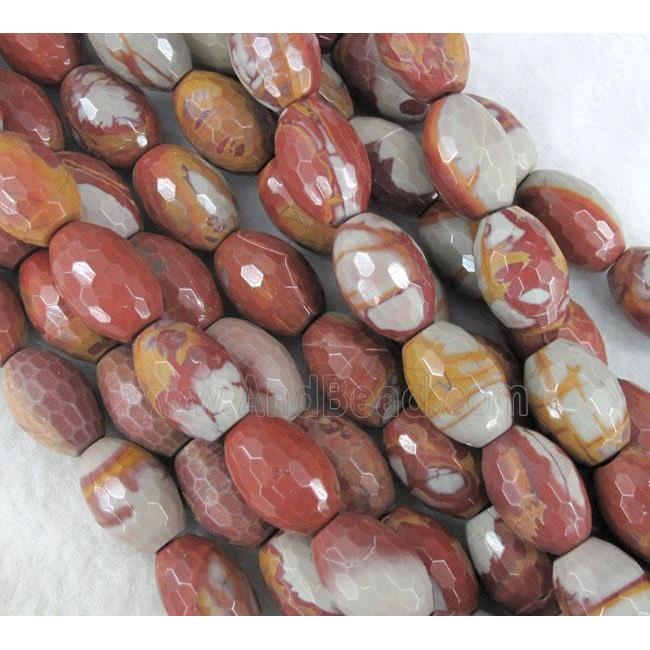 natural Noreena jasper beads, faceted barrel