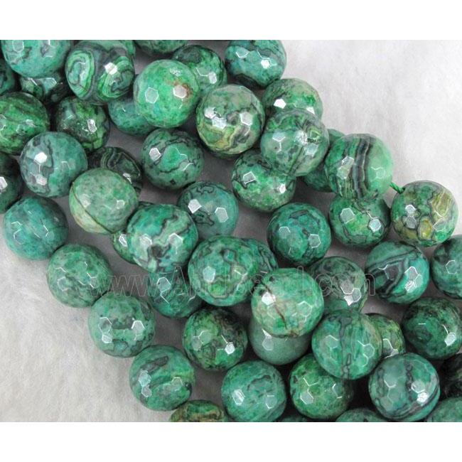 faceted round green Picture Jasper beads