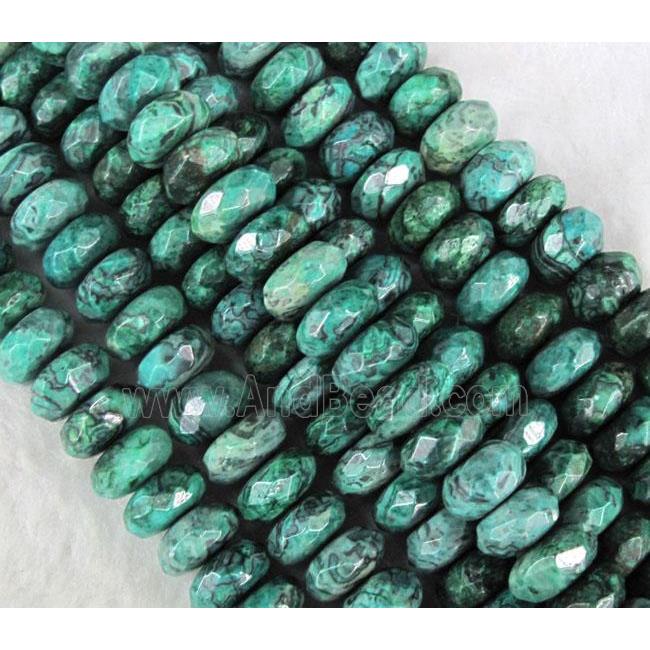 green picture jasper beads, faceted rondelle