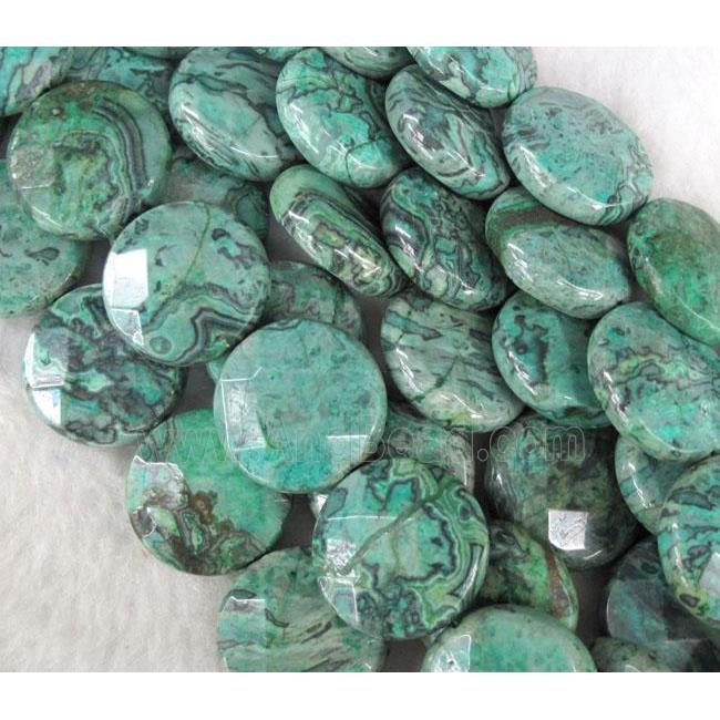 green picture jasper beads, faceted round