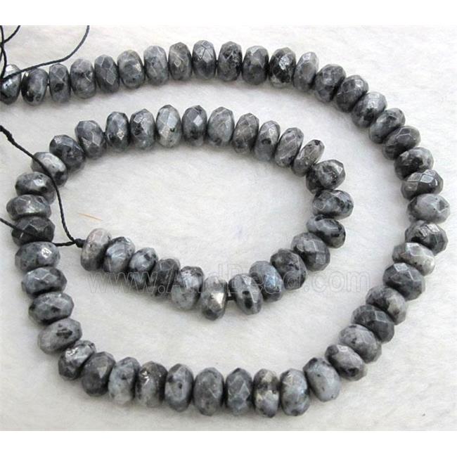 labradorite beads, faceted rondelle, grey