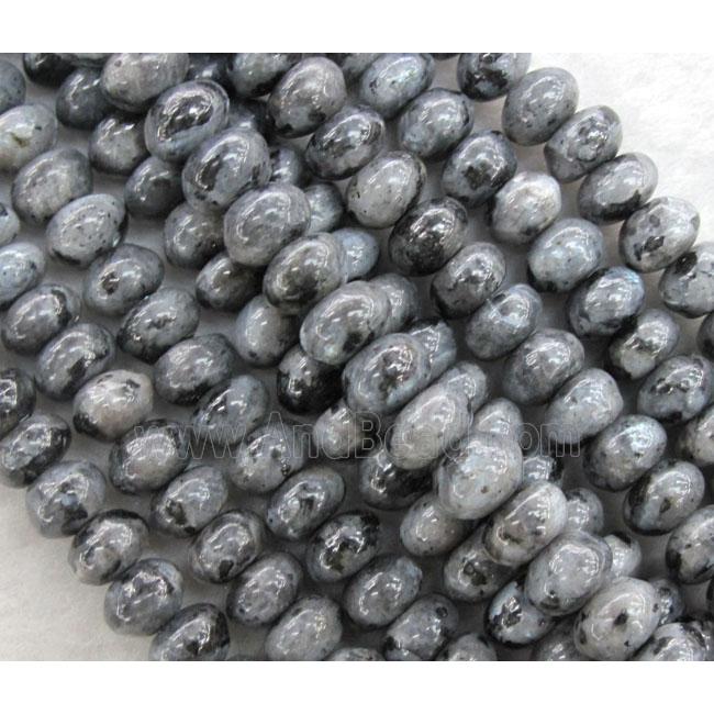 labradorite beads, rondelle, grey