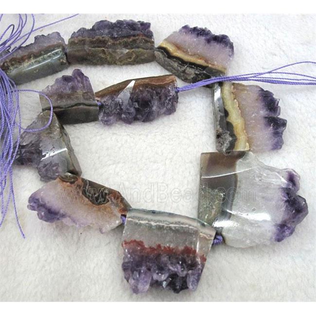 point cluster amethyst collar beads, freeform, purple