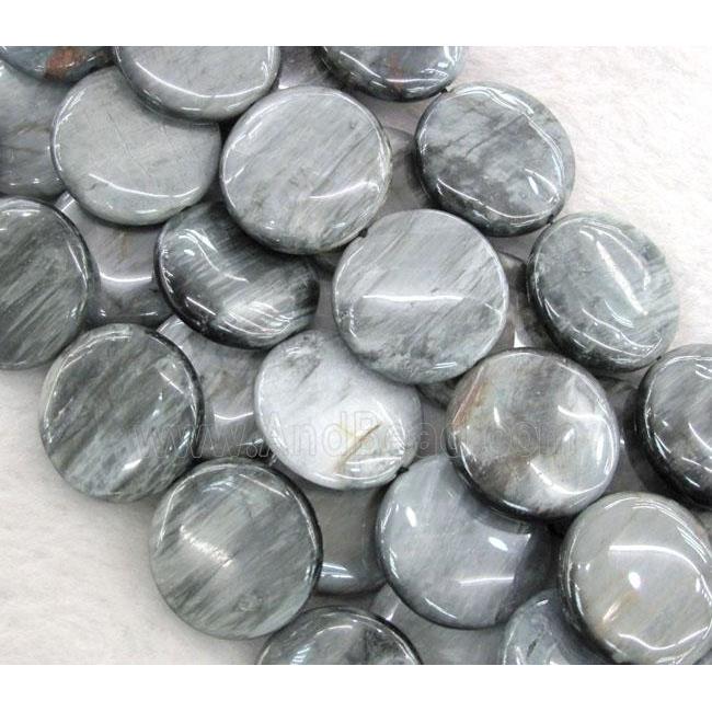 natural hawk Eye Stone beads, flat-round