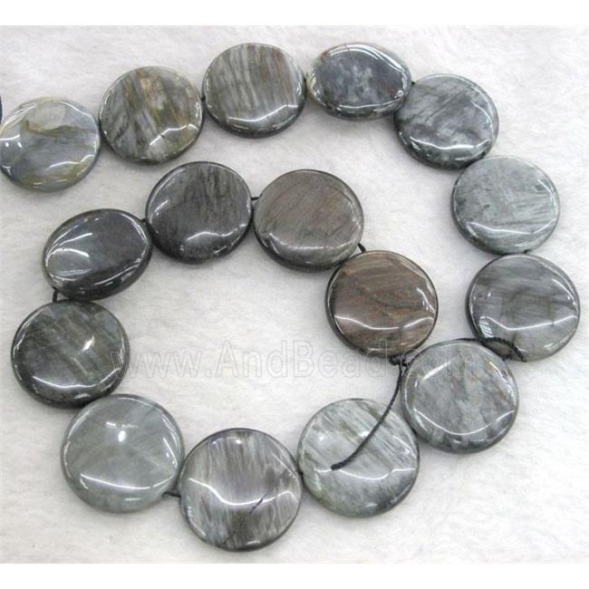 natural hawk Eye Stone beads, flat-round