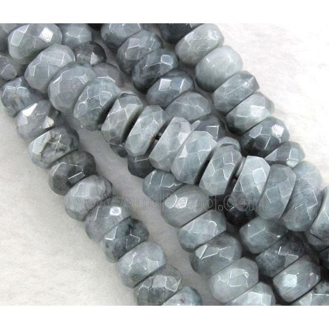 natural hawk Eye Stone beads, faceted rondelle