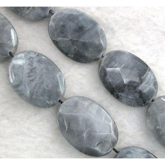 natural hawk Eye Stone beads, faceted oval