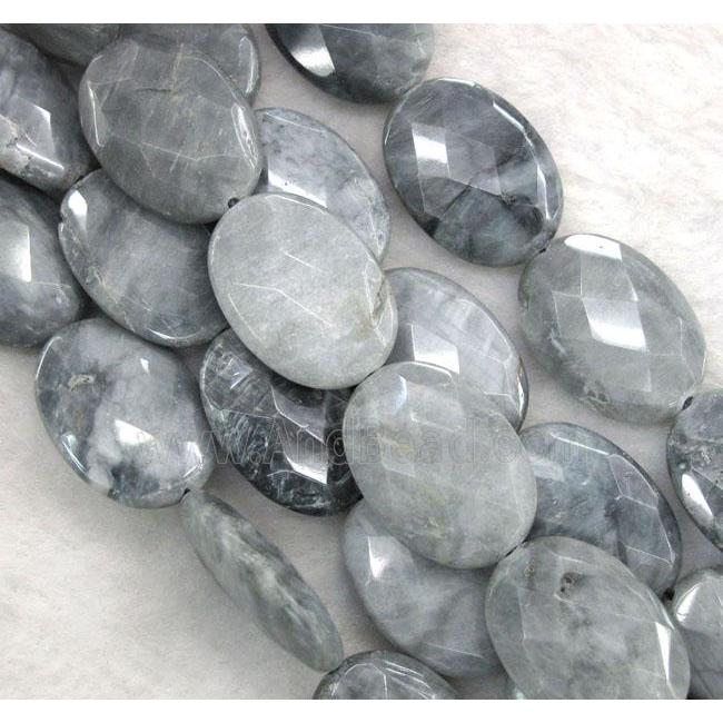 natural hawk Eye Stone beads, faceted oval