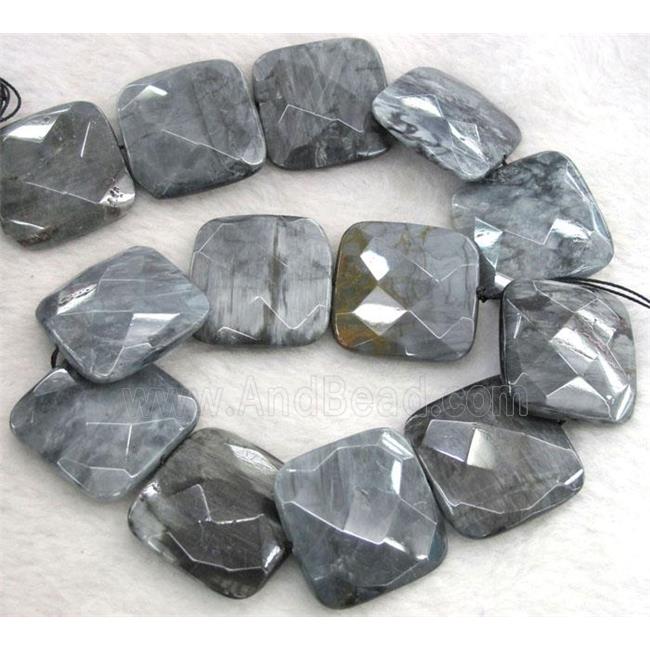 natural hawk Eye Stone beads, faceted square