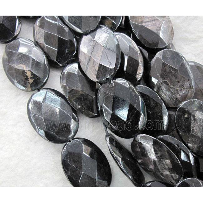 hypersthene beads, faceted oval