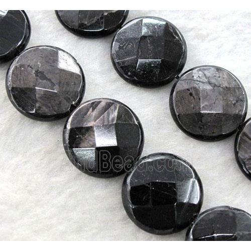 hypersthene jasper bead, faceted flat-round