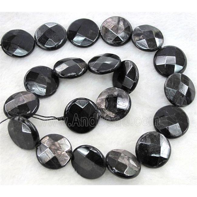 hypersthene jasper bead, faceted flat-round